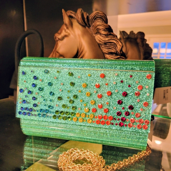 KURT GEIGER LONDON Crystals Embellished Party Envelope Clutch/Crossbody - Picture 3 of 13